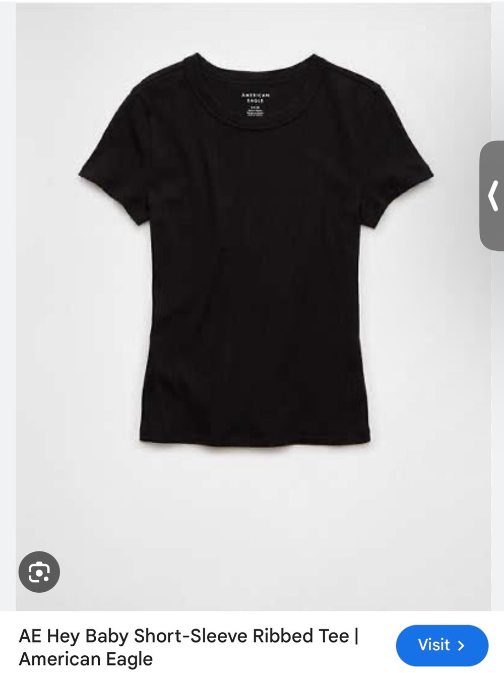 American Eagle Outfitters Black Short-Sleeve Ribbed Tee